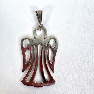 GSC Pendant Silver‎ Angel Heart Cutout Sterling 925 Religious Charm